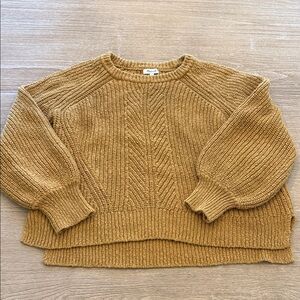 Madewell Balloon-Sleeve Mustard Gold Crew Neck Sweater
